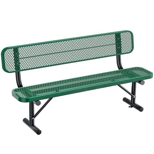 Heavy Duty Outdoor Metal Park Bench with Backrest for Garden Patio Yard K713