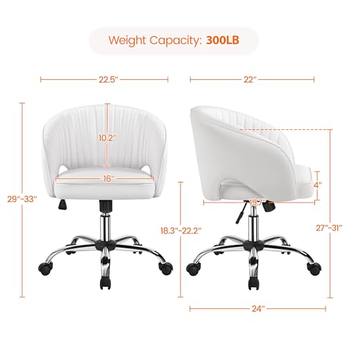 Yaheetech Velvet Vanity Chair with Wheels for Bedroom Cream U9976