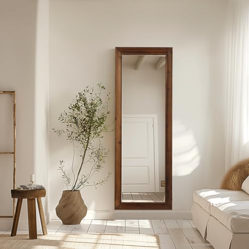 MELOMOIR Rustic Farmhouse Full Length Mirror 64"x21" Wood Frame Floor Mirror U91698