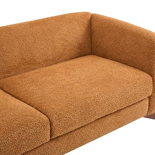 Christopher Knight Home Almab 82" Boucle 3-Seater Sofa, Wood Frame, Caramel Brown L227