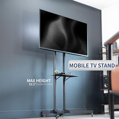 VIVO Mobile TV Cart for 32-83 inch Screens, Rolling Stand with Locking Wheels, Black F79048