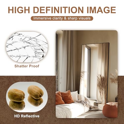 Delma Wall Full Length Mirror with Aluminium Frame, 56x15, Black Z730