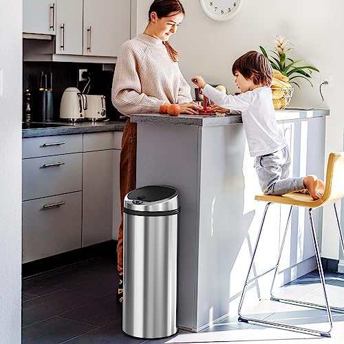 iTouchless 13 Gallon Stainless Steel Automatic Kitchen Trash Can with Lid and Odor Filter G12862