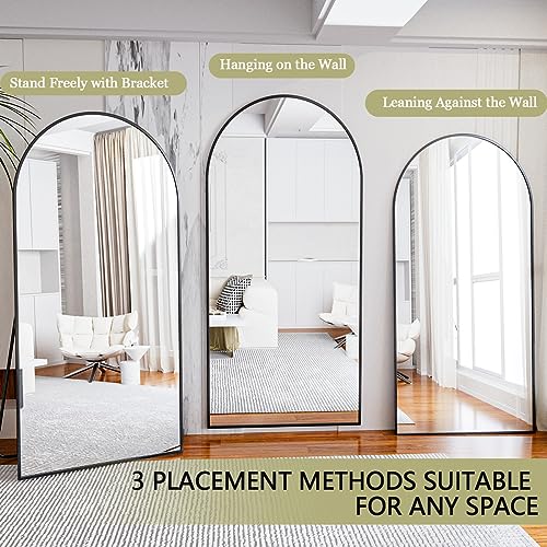 BEAUTYPEAK 65"x24" Arched Full Length Floor Mirror, Black D361