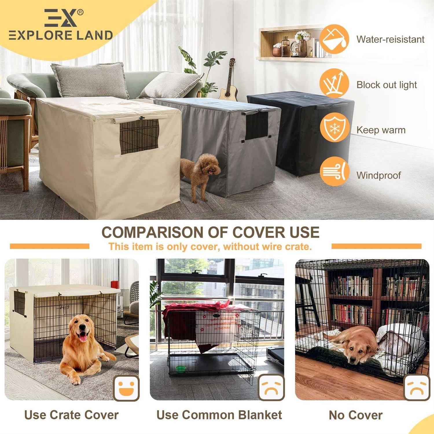 Explore Land Dog Crate Cover Durable Polyester Pet Kennel Cover B386822