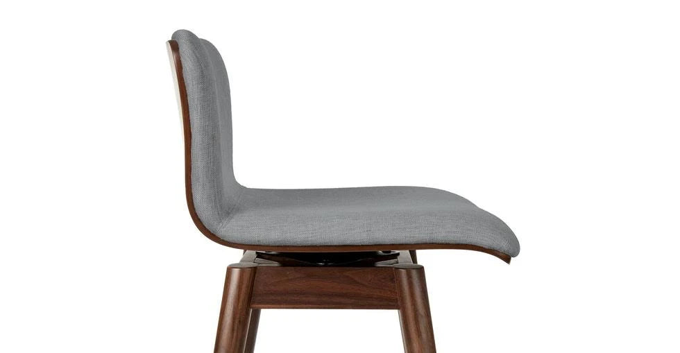 Swivel Bar Stool, Gray Fabric, Walnut Legs by Article Sede D596