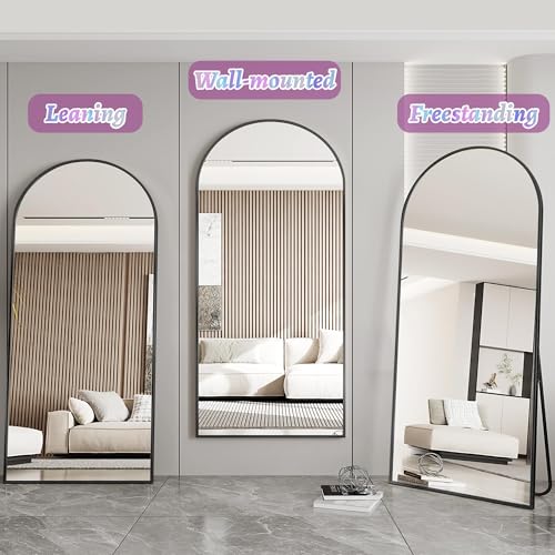 Arched Full Length Floor Mirror 76"x34" Black Freestanding I957