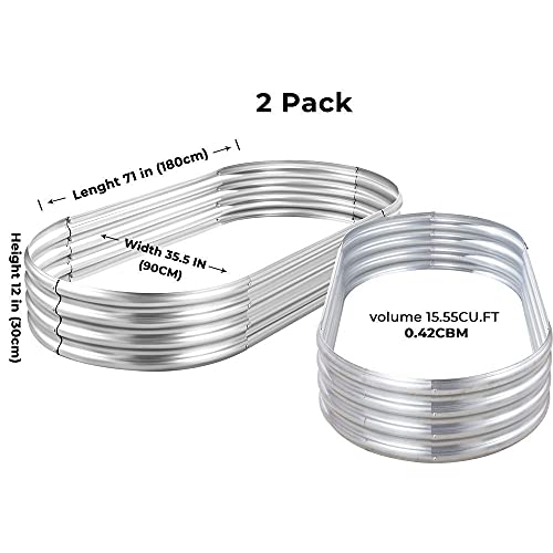 Land Guard Galvanized Raised Garden Bed Kit, Oval Large Metal Planter Box U192
