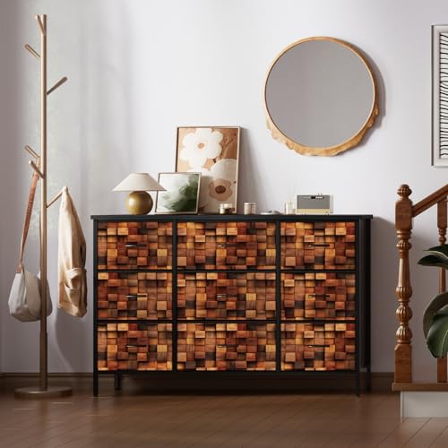 9-Drawer Fabric Dresser for Bedroom, TV Stand Storage Cabinet U5871