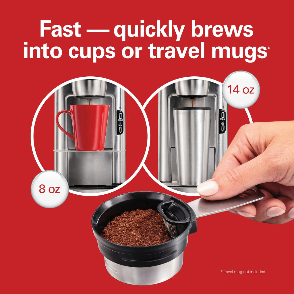Hamilton Beach The Scoop Single-Serve Coffee Maker, 14 oz., Stainless Steel B83985