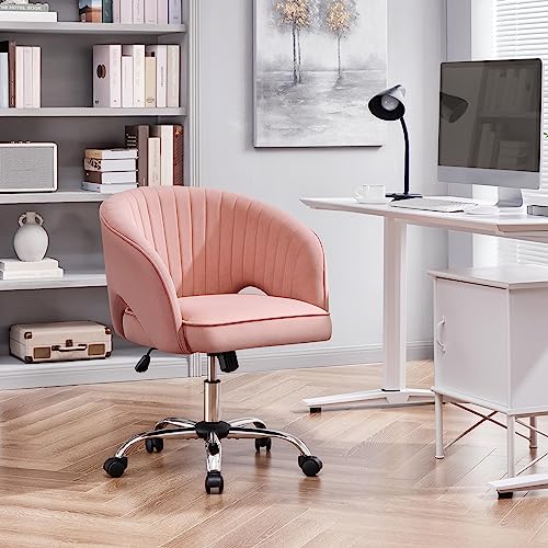 Yaheetech Velvet Vanity Chair with Wheels for Bedroom Cream U9976