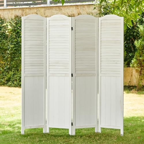 Room Partitions and Dividers, 5.6 Ft Tall Folding Wood Screen, 4 Panels S6959