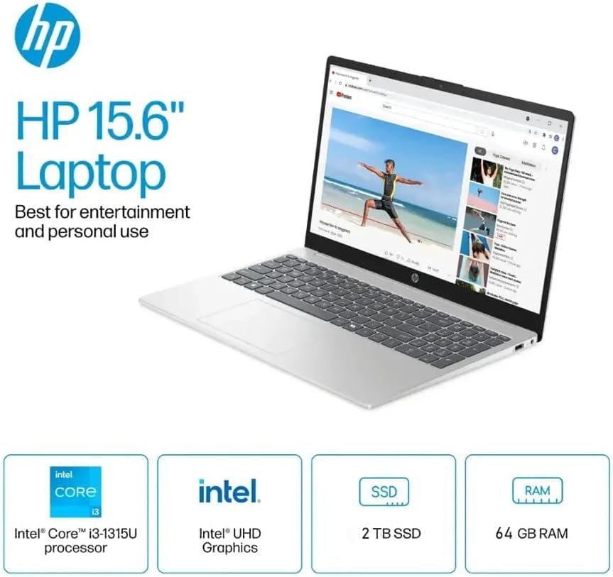 HP 15.6" Touchscreen Business Laptop, Intel Core i3, 16GB RAM, 512GB SSD, Windows 11 Pro D3805