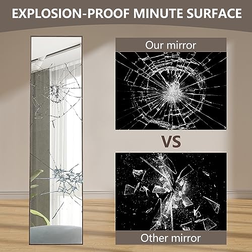WIIS' IDEA Full Length Mirror with Stand, 59"x16" Floor Mirror, Black O584483