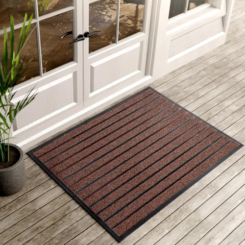 ubdyo Extra Durable Door Mat Non-Slip Outdoor Entrance 30" x 17" Bright Brown W5648