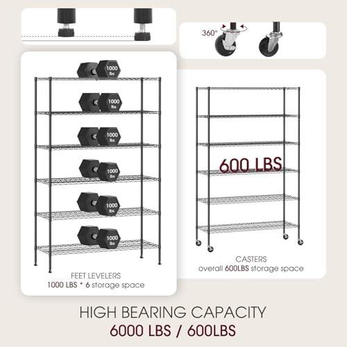 4 Tier NSF Wire Shelving Unit Heavy Duty Steel Storage Rack, Black X19089