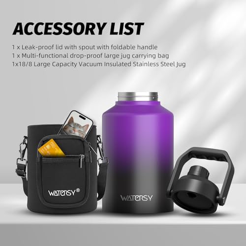 128oz Insulated Stainless Steel Water Bottle with Handle, Black W803