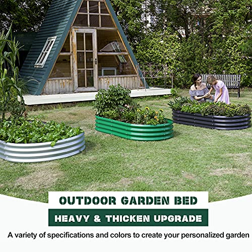Land Guard Galvanized Raised Garden Bed Kit, Oval Large Metal Planter Box U192