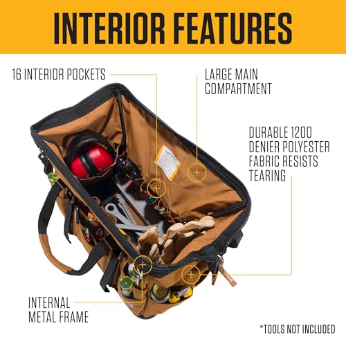 Carhartt Onsite Tool Bag, 18-Inch, Water-Resistant, Molded Base P40578