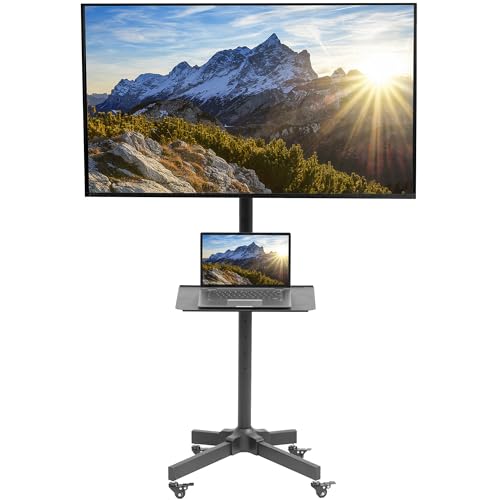 VIVO Mobile TV Cart for 32-83 inch Screens, Rolling Stand with Locking Wheels, Black F79048