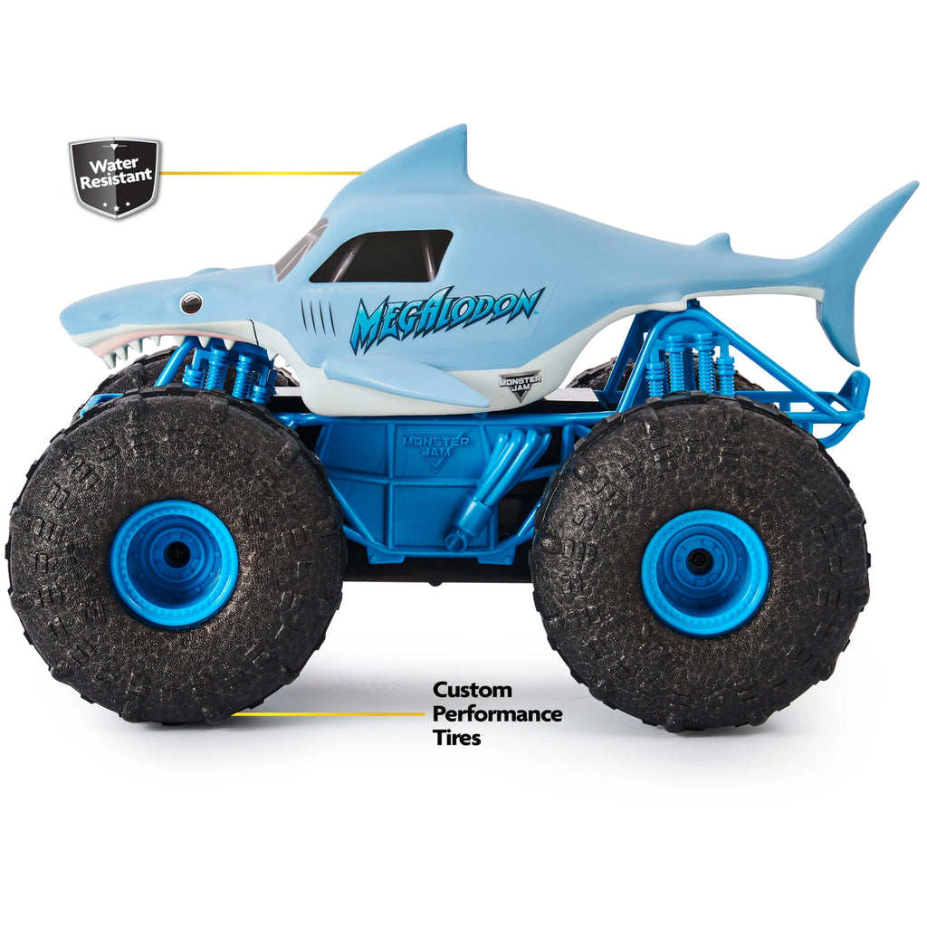 Monster Jam Official Megalodon Storm All-Terrain Remote Control Monster Truck, 1:15 Scale, Ages 4-6+ F331970