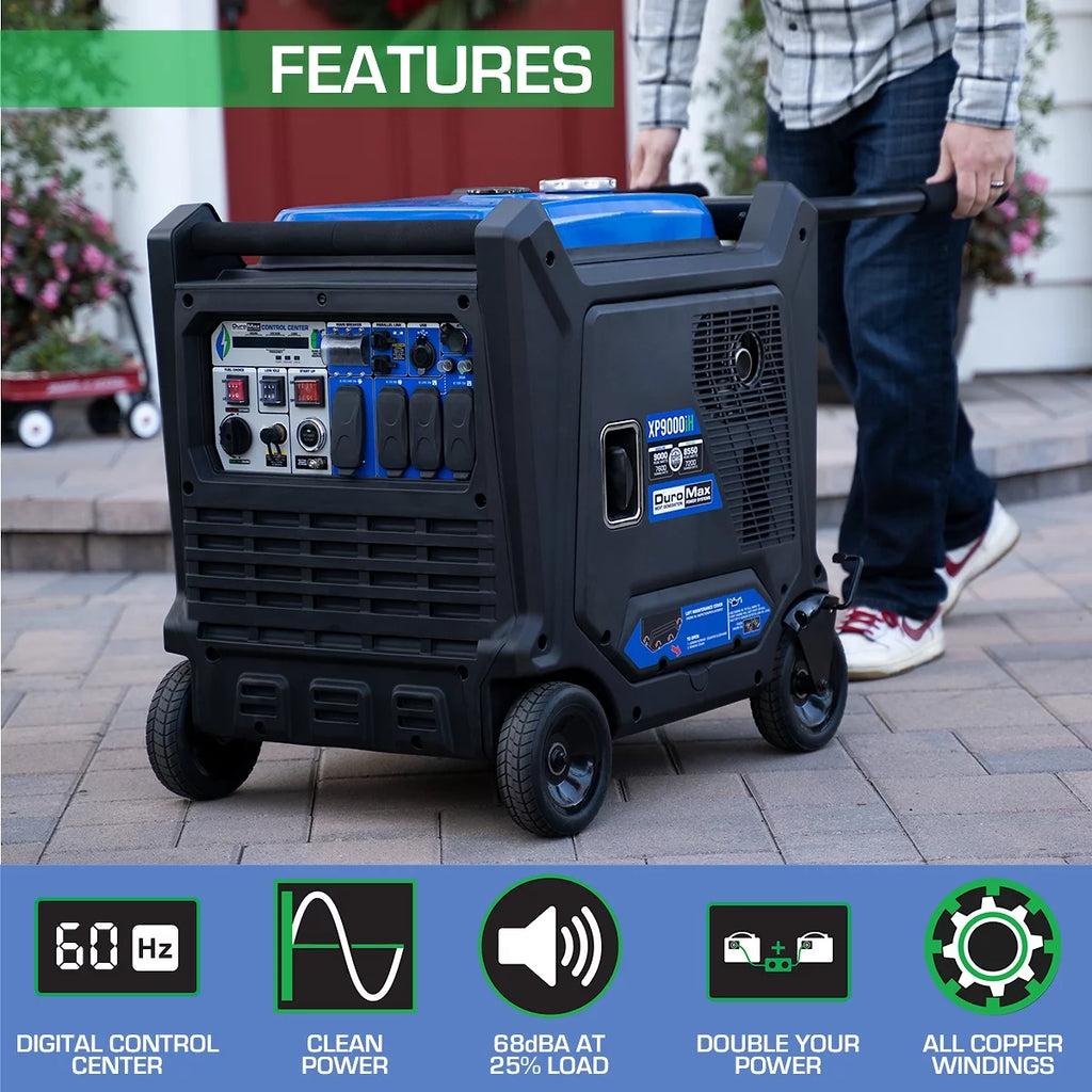 DuroMax XP9000iH 9,000 Watt Portable Dual Fuel Inverter Generator G4349