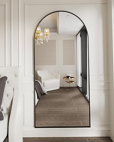 BEAUTYPEAK 65"x24" Arched Full Length Floor Mirror, Black D361
