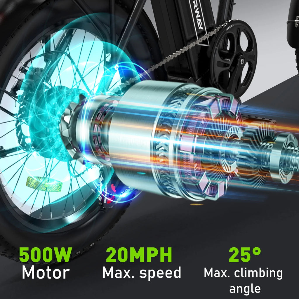 COLORWAY 20x3.0 Fat Tire Electric Bike, Foldable Mountain E-Bike with 500W Motor Y6526