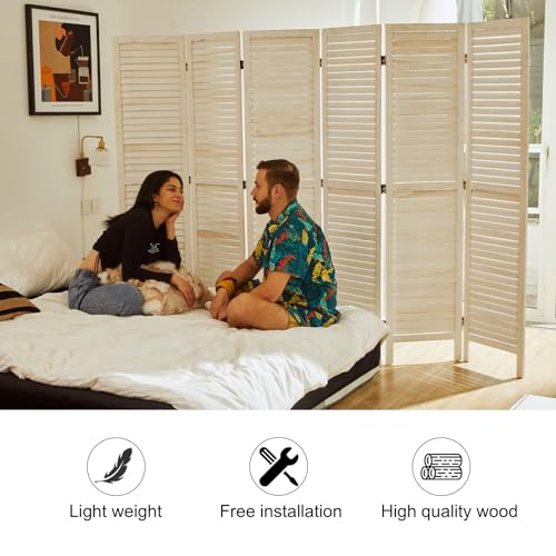 Room Partitions and Dividers, 5.6 Ft Tall Folding Wood Screen, 4 Panels S6959