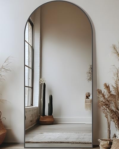 Arched Full Length Floor Mirror 76"x34" Black Freestanding I957