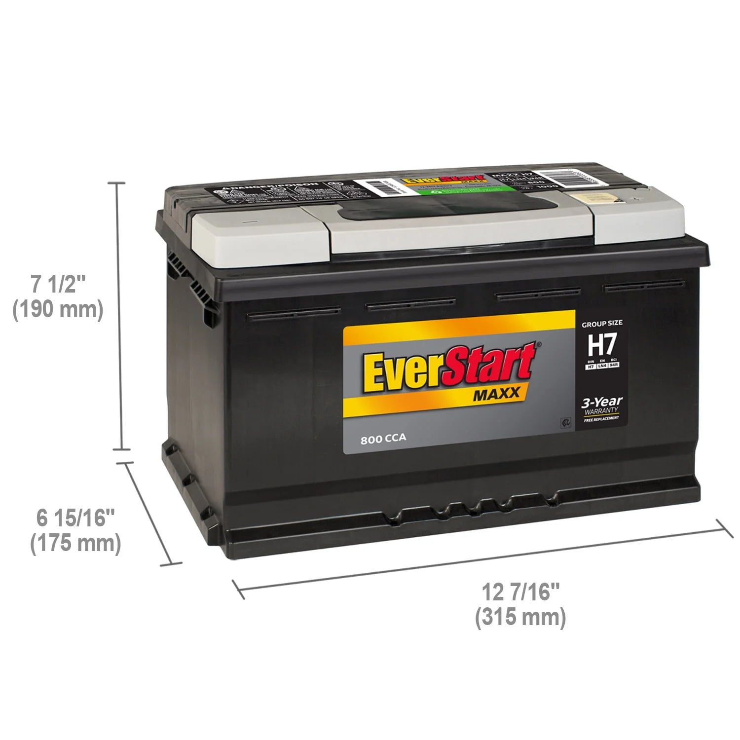 EverStart Maxx Lead Acid Automotive Battery Group Size H7 12V 800 CCA I56217