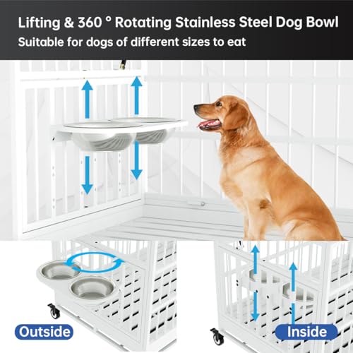 54 Inch Heavy Duty Dog Crate with Wheels for Large Dogs D47062