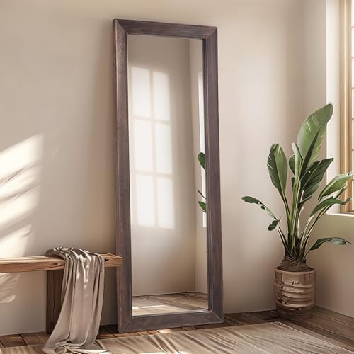 MELOMOIR Rustic Farmhouse Full Length Mirror 64"x21" Wood Frame Floor Mirror U91698