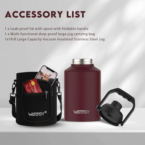 128oz Insulated Stainless Steel Water Bottle with Handle, Black W803