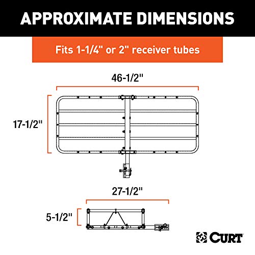 CURT 18145 48 x 20-Inch Hitch Cargo Carrier, 500 lbs Capacity, Black Steel Y515326