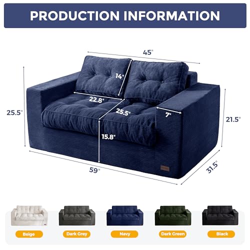 MAXYOYO 3 Seater Boneless Floor Sofa with Tufted Cushion, Beige A96326