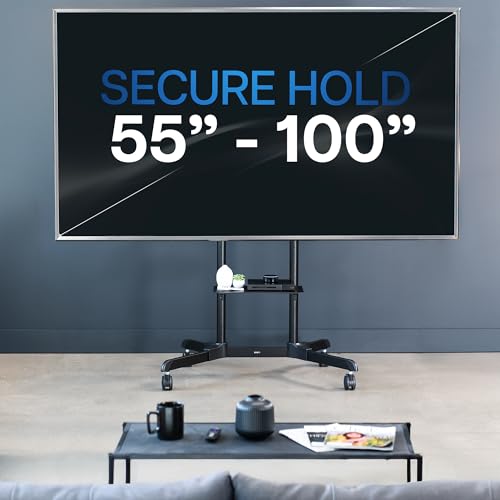 VIVO Mobile TV Cart for 32-83 inch Screens, Rolling Stand with Locking Wheels, Black F79048