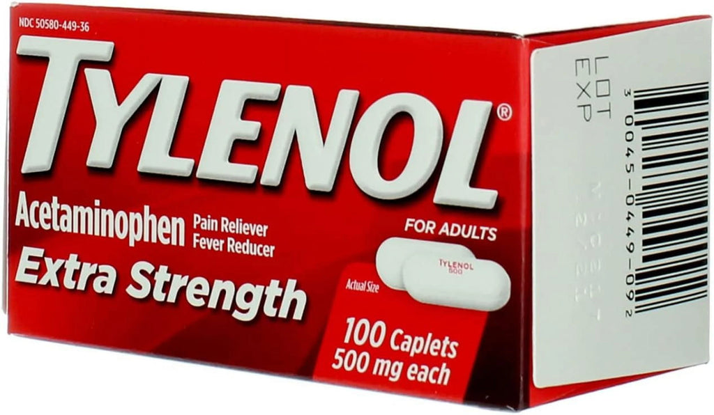 Tylenol Extra Strength Caplets, 500 mg Acetaminophen, 100 Ct T12507