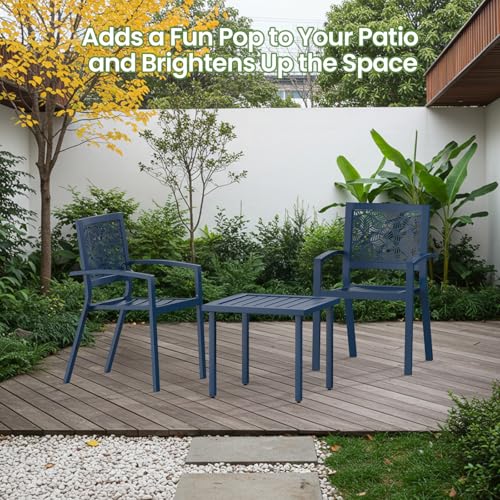 Peacock Blue Outdoor Bistro Set for 2 with Coffee Table R445