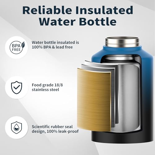 128oz Insulated Stainless Steel Water Bottle with Handle, Black W803