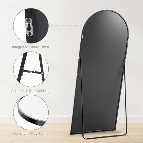 Sweetcrispy 64"x21" Arched Full Length Mirror, Standing or Leaning, Gold U4556