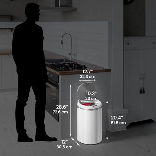 iTouchless 13 Gallon Stainless Steel Automatic Kitchen Trash Can with Lid and Odor Filter G12862