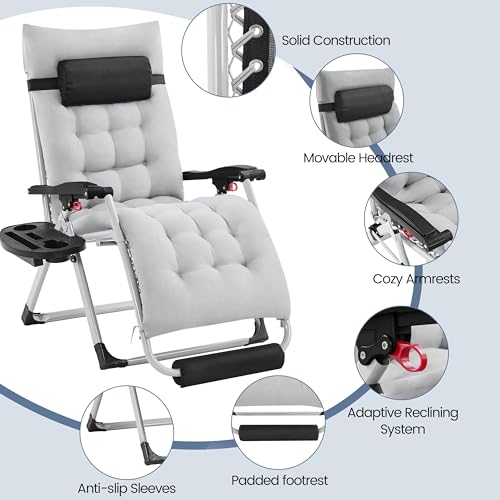 Yaheetech Zero Gravity Chair Folding Recliner with Removable Pad and Headrest, Gray Q7795