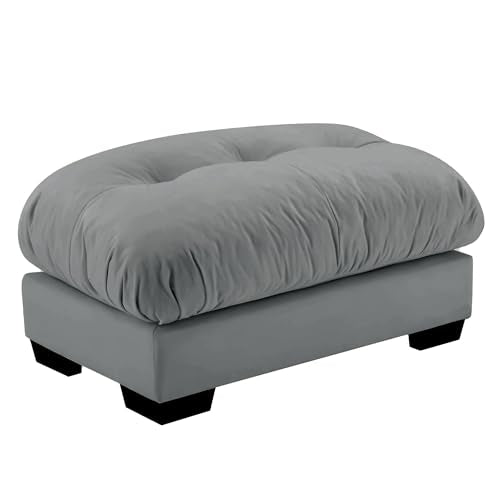 130" Modular Sectional Sofa with Movable Ottoman, Velvet Upholstered, Green Y4976
