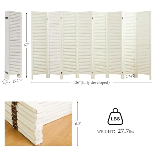 Room Partitions and Dividers, 5.6 Ft Tall Folding Wood Screen, 4 Panels S6959
