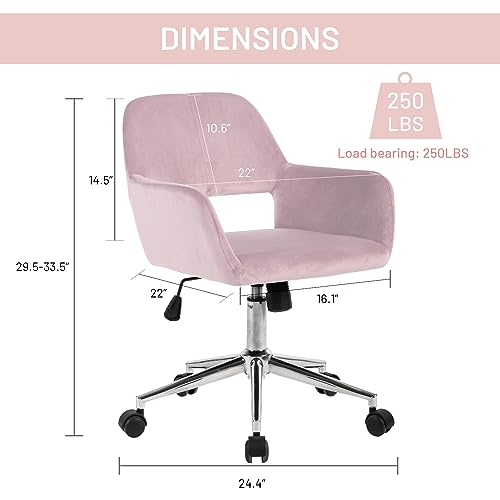 FurnitureR Fabric Upholstered Office Chair with Wheels, Adjustable Mid Back, Beige O766754