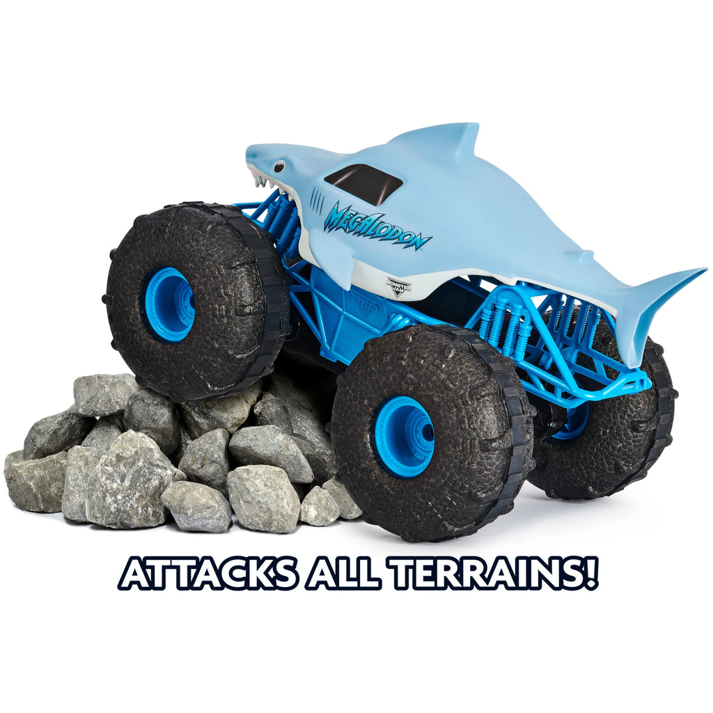 Monster Jam Official Megalodon Storm All-Terrain Remote Control Monster Truck, 1:15 Scale, Ages 4-6+ F331970