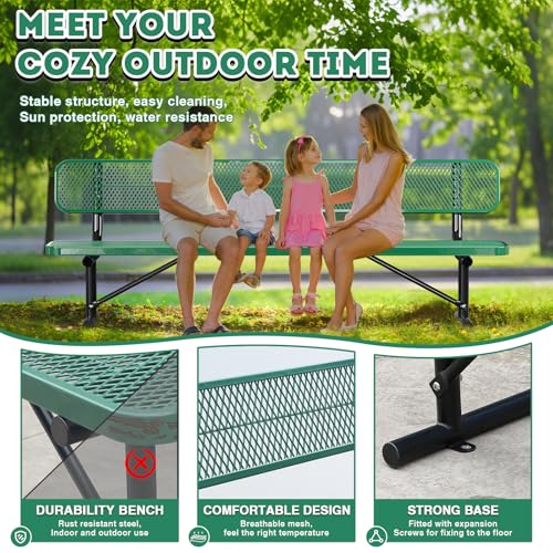 Heavy Duty Outdoor Metal Park Bench with Backrest for Garden Patio Yard K713