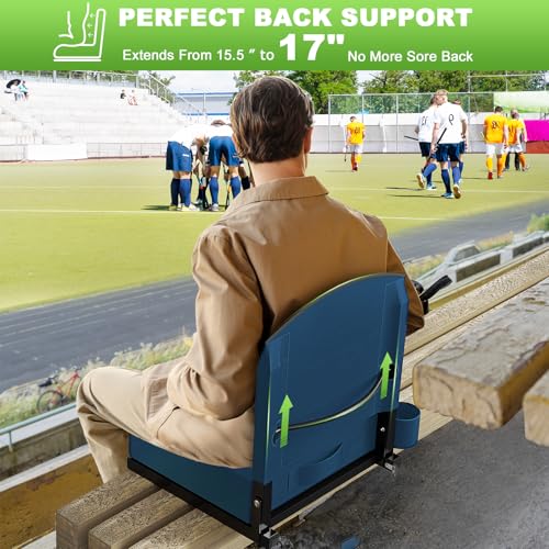 Stadium Seat with Back Support, Portable Bleacher Seat, Black V308