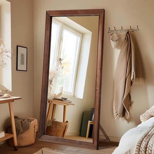 MELOMOIR Rustic Farmhouse Full Length Mirror 64"x21" Wood Frame Floor Mirror U91698